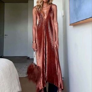 V-Neck Sleeveless Elegant Maxi Dress
