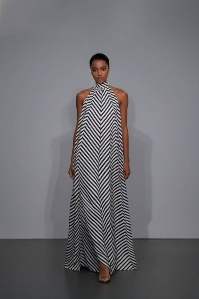 Printed Striped Maxi Dress